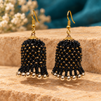 Rangbell Black Beaded Jhumka Earrings | MyJhumki