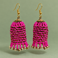 Rangbell Magenta Beaded Jhumka Earrings | MyJhumki