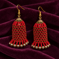 Rangbell Red Beaded Jhumka Earrings | MyJhumki