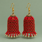 Rangbell Red Beaded Jhumka Earrings | MyJhumki