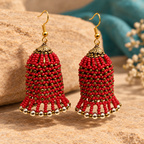 Rangbell Red Beaded Jhumka Earrings | MyJhumki