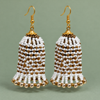 Rangbell White Beaded Jhumka Earrings | MyJhumki