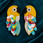 Rangila Parrot Beaded Statement Earrings | MyJhumki