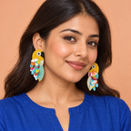 Rangila Parrot Beaded Statement Earrings | MyJhumki