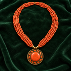 Rangini Orange Multistrand Pendant Necklace | MyJhumki