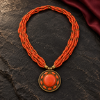 Rangini Orange Multistrand Pendant Necklace | MyJhumki