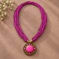 Rangini Pink Multistrand Pendant Necklace | MyJhumki