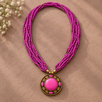 Rangini Pink Multistrand Pendant Necklace | MyJhumki