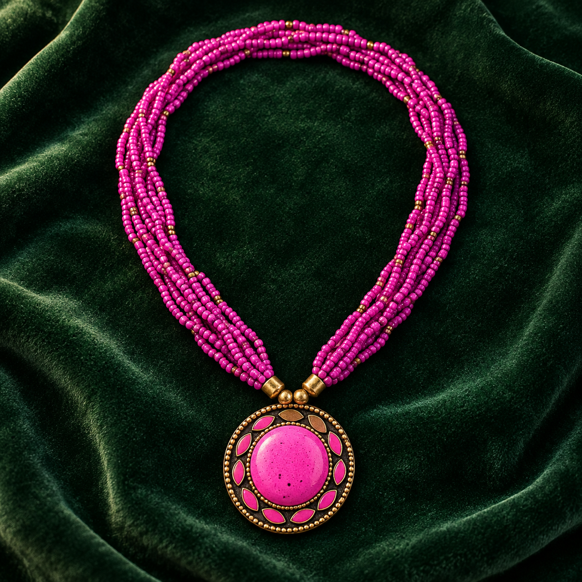Rangini Pink Multistrand Pendant Necklace | MyJhumki