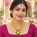 Rangini Yellow Multistrand Pendant Necklace | MyJhumki