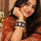 Rangmahal Mirror Pearl Mosaic Cuff Bracelet | MyJhumki