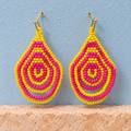 Rangoli Pink & Yellow Concentric Teardrop Earrings | MyJhumki