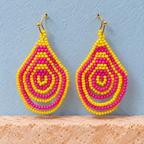 Rangoli Pink & Yellow Concentric Teardrop Earrings | MyJhumki