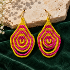 Rangoli Pink & Yellow Concentric Teardrop Earrings | MyJhumki