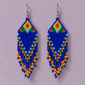 Rangrez Blue Beaded Fringe Earrings | MyJhumki