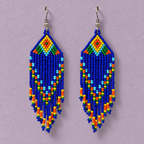Rangrez Blue Beaded Fringe Earrings | MyJhumki