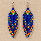 Rangrez Blue Beaded Fringe Earrings | MyJhumki