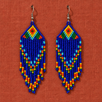 Rangrez Blue Beaded Fringe Earrings | MyJhumki
