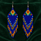 Rangrez Blue Beaded Fringe Earrings | MyJhumki