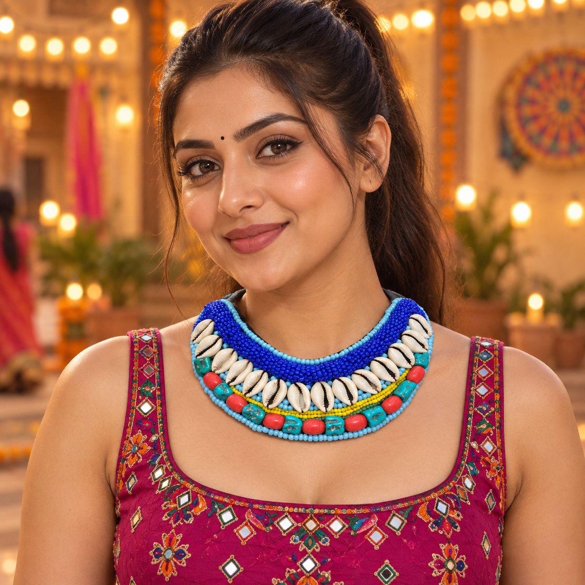 Rangrez Cowrie Garba Necklace | MyJhumki