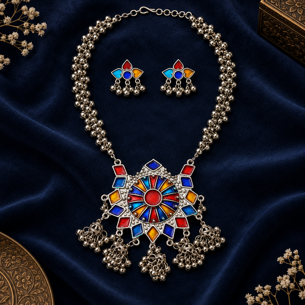 Rangrez Mandala Ghungroo Necklace Set | MyJhumki