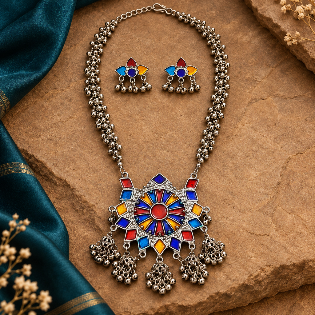 Rangrez Mandala Ghungroo Necklace Set | MyJhumki