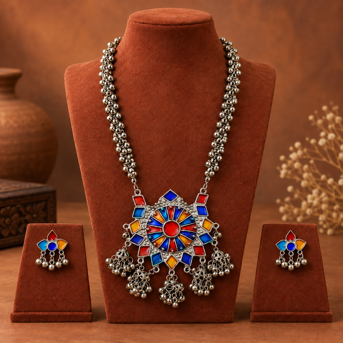 Rangrez Mandala Ghungroo Necklace Set | MyJhumki