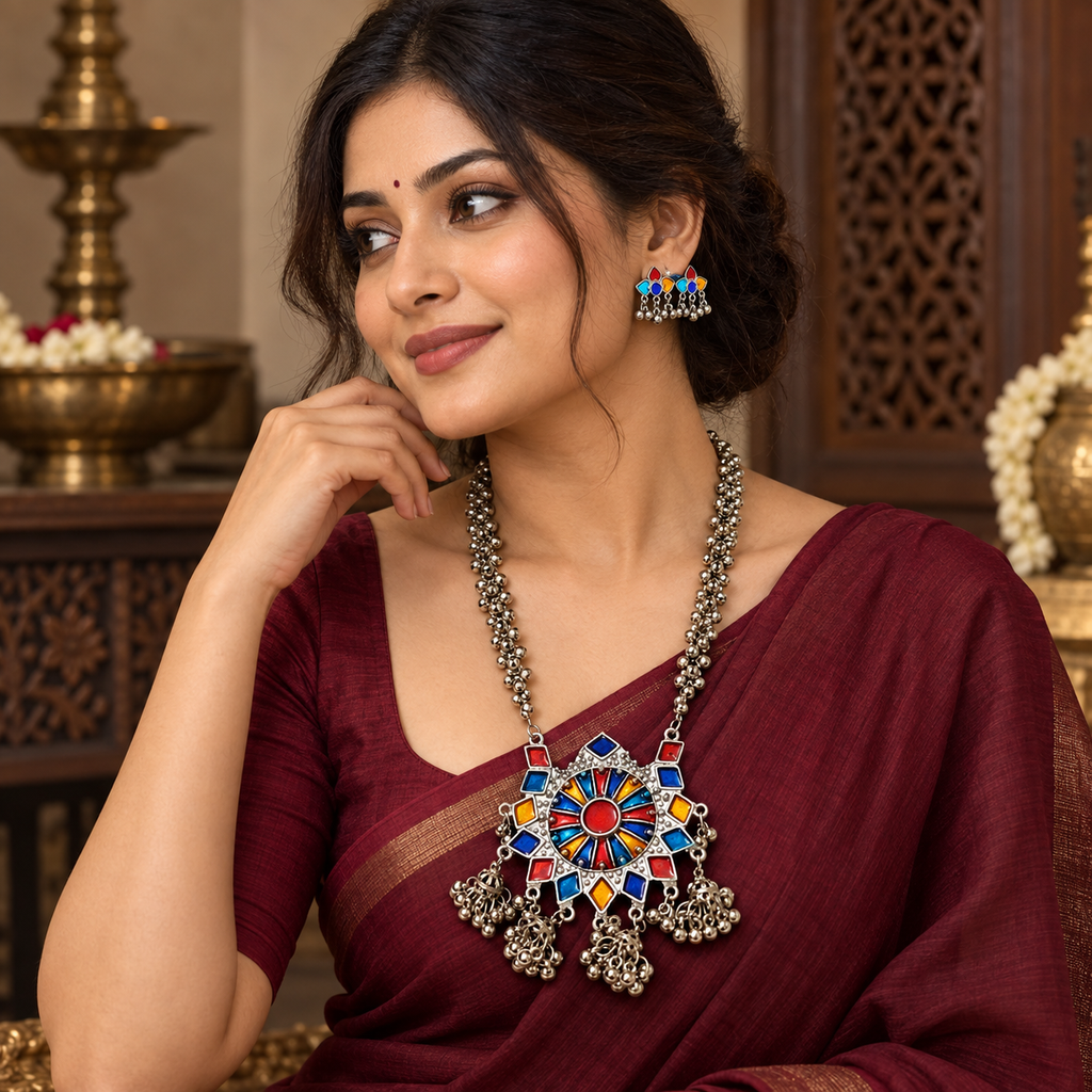 Rangrez Mandala Ghungroo Necklace Set | MyJhumki
