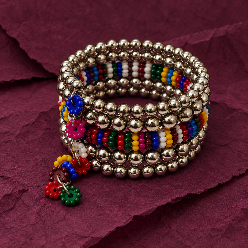 Rangrez Multicolour Oxidised Bead Cuff Bracelet | MyJhumki