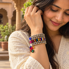 Rangrez Multicolour Oxidised Bead Cuff Bracelet | MyJhumki
