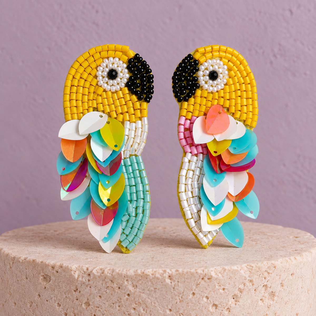 Rangrez Multicolour Parrot Statement Earrings | MyJhumki