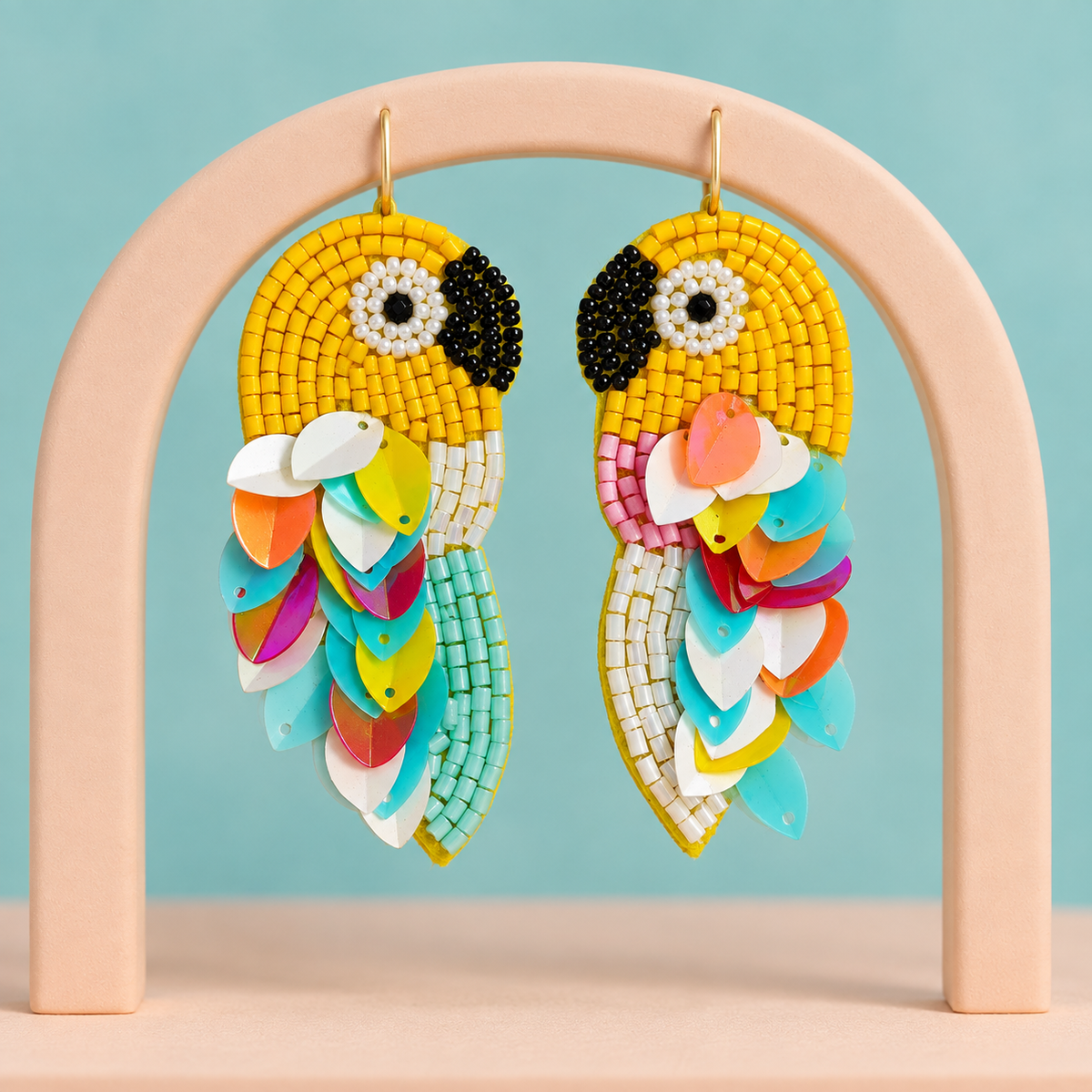 Rangrez Multicolour Parrot Statement Earrings | MyJhumki