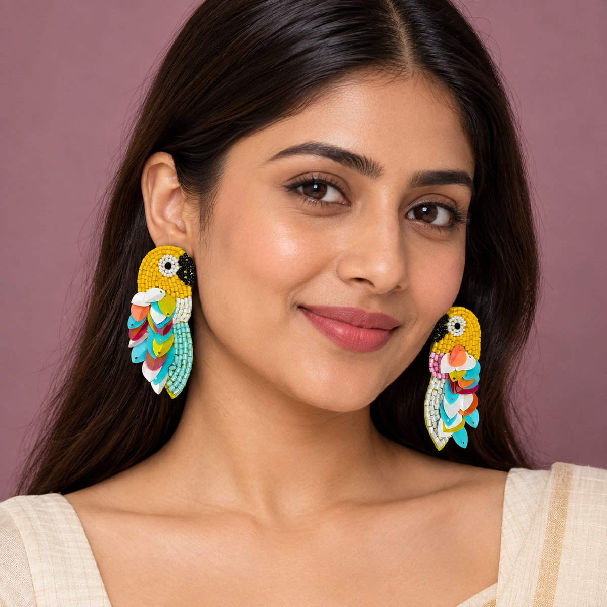 Rangrez Multicolour Parrot Statement Earrings | MyJhumki