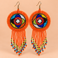 Rangrez Orange Beaded Fringe Earrings | MyJhumki