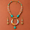 Rangtara Turquoise Multicolour Pendant Necklace Set | MyJhumki