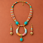 Rangtara Turquoise Multicolour Pendant Necklace Set | MyJhumki