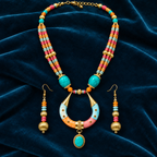 Rangtara Turquoise Multicolour Pendant Necklace Set | MyJhumki
