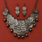 Rivaayat Coin Cascade Oxidised Necklace Set | MyJhumki