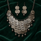 Rivaayat Coin Cascade Oxidised Necklace Set | MyJhumki