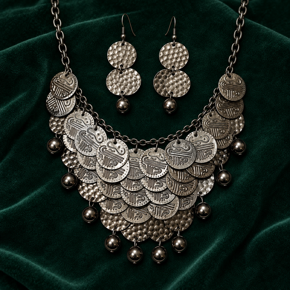Rivaayat Coin Cascade Oxidised Necklace Set | MyJhumki