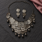 Rivaayat Coin Cascade Oxidised Necklace Set | MyJhumki