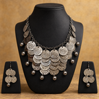 Rivaayat Coin Cascade Oxidised Necklace Set | MyJhumki