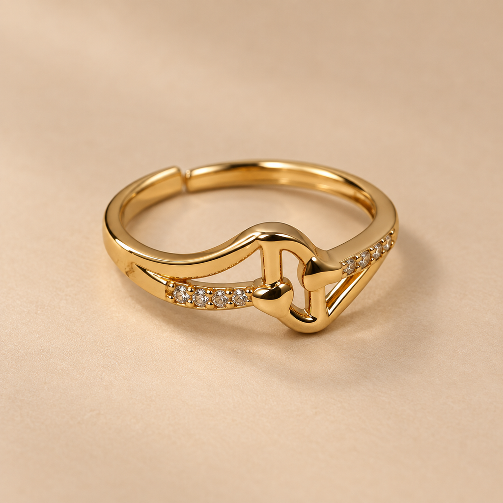 Saath Interlocking Heart Gold-Tone Ring | MyJhumki