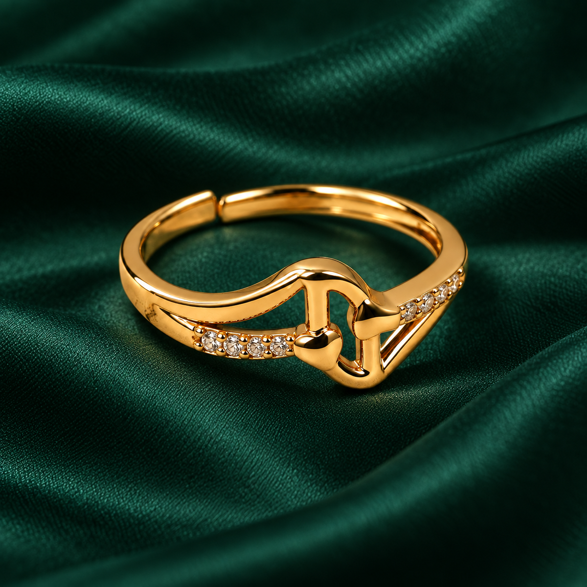 Saath Interlocking Heart Gold-Tone Ring | MyJhumki