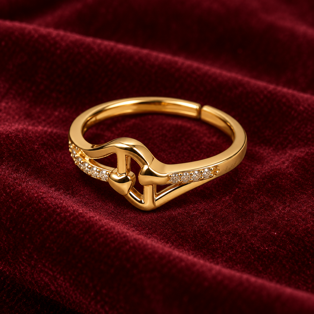Saath Interlocking Heart Gold-Tone Ring | MyJhumki