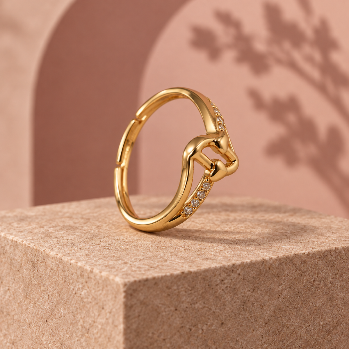Saath Interlocking Heart Gold-Tone Ring | MyJhumki