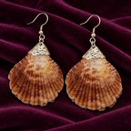 Samudra Amber Brown Scallop Shell Earrings | MyJhumki