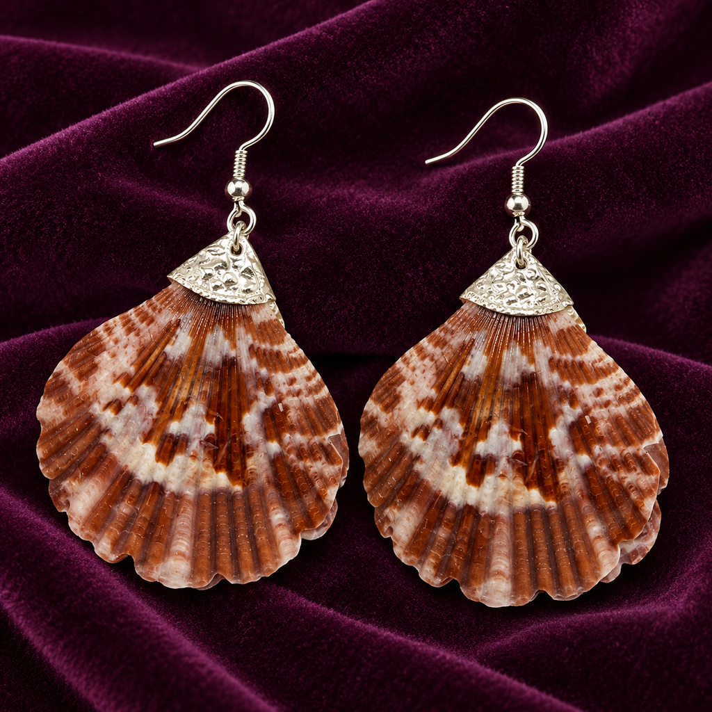 Samudra Chocolate Ivory Scallop Shell Earrings | MyJhumki