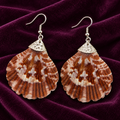 Samudra Chocolate Ivory Scallop Shell Earrings | MyJhumki