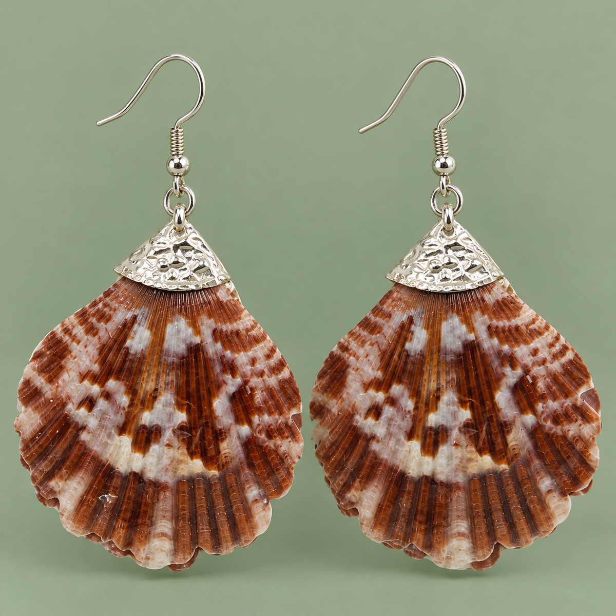 Samudra Chocolate Ivory Scallop Shell Earrings | MyJhumki